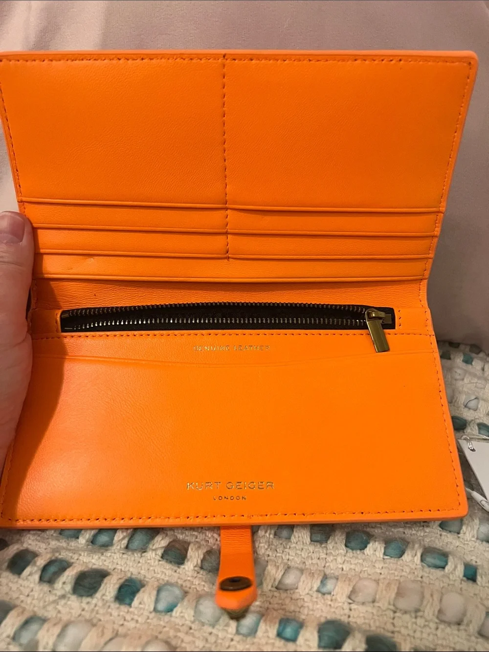 Kurt Geiger Colorblock Wave Leather Wallet - Pink/Red/Orange/Tan